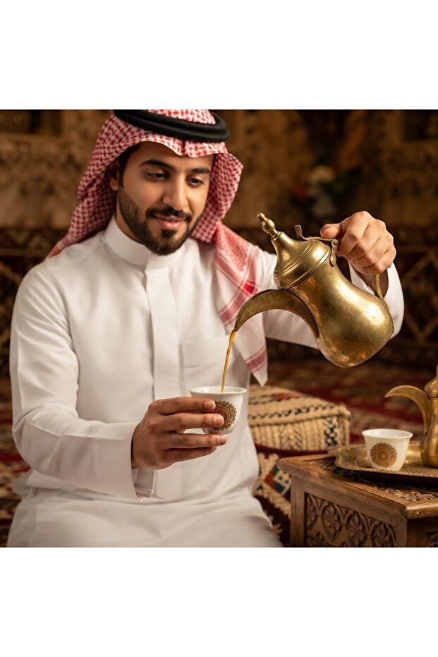 طقم فناجين قهوة عربية (أوراق الشجر) - سعة 90 مل -12 قطعة - طقم ضيافة فاخر للمناسبات