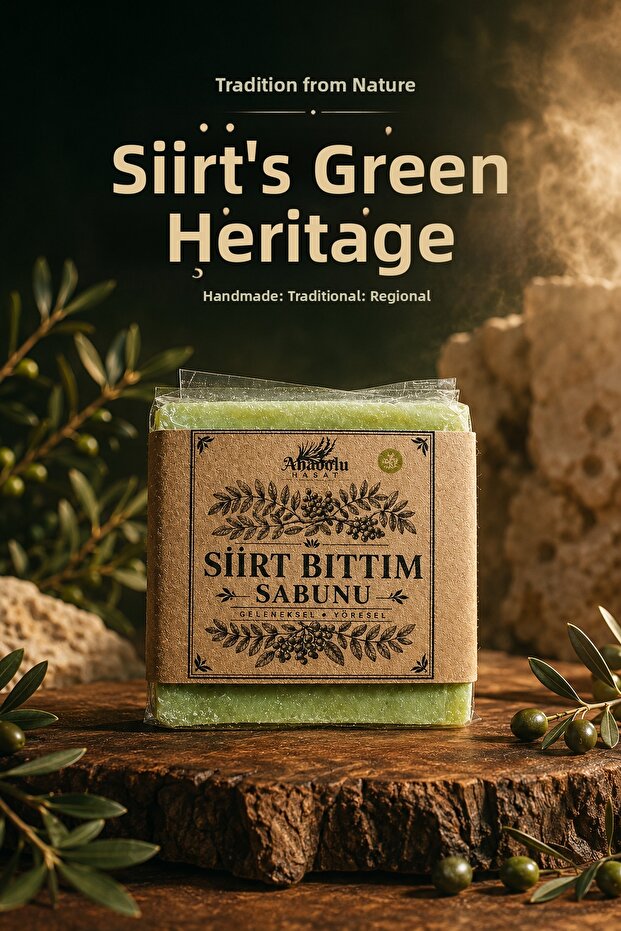 Natural Siirt Green Bıttım Soap 120 g – Solid Hand and Body Soap