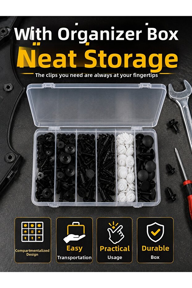 Professional Auto Clip Repair Set with 6 Different Models Plastic Fixing Pins Organizer Boxed