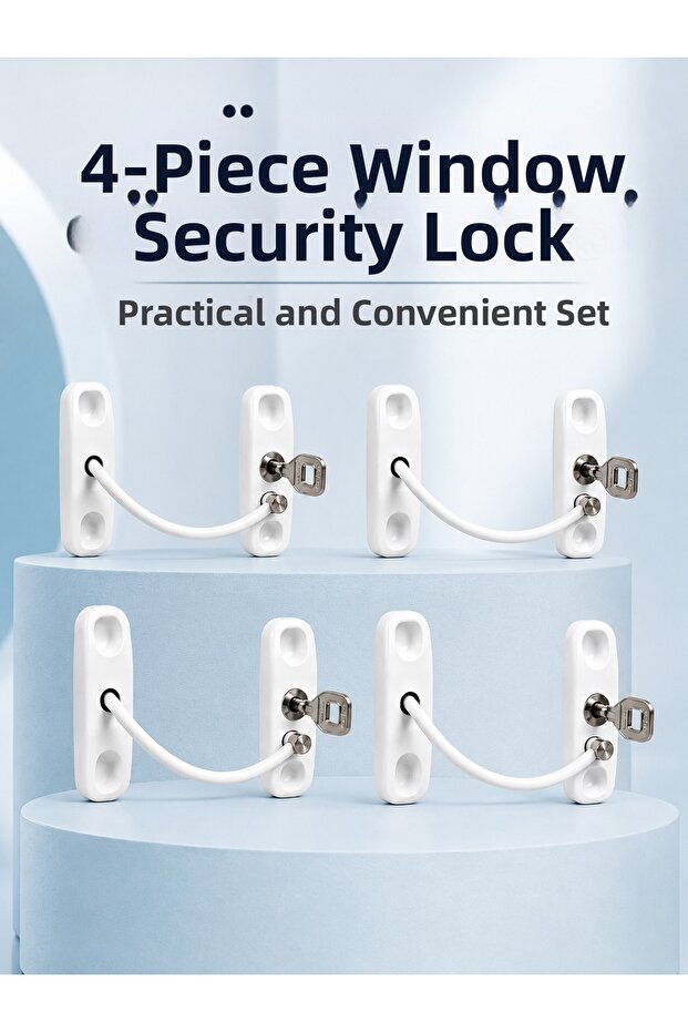 Keyed Security Lock for Windows and Doors, Set of 4 -