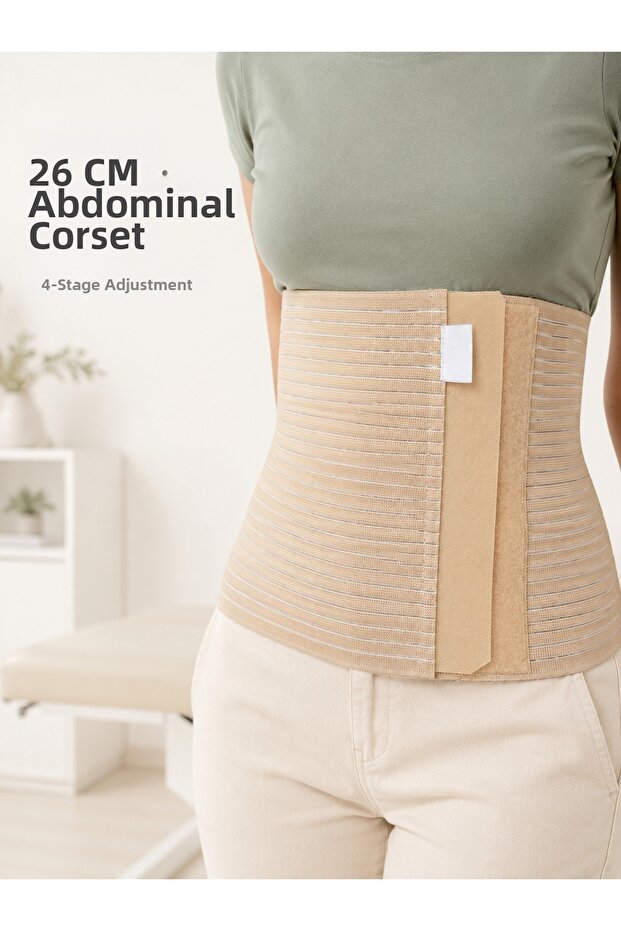 Preminium Abdominal Postpartum Corset 26 cm Wide, 4-Level Adjustable with Velcro
