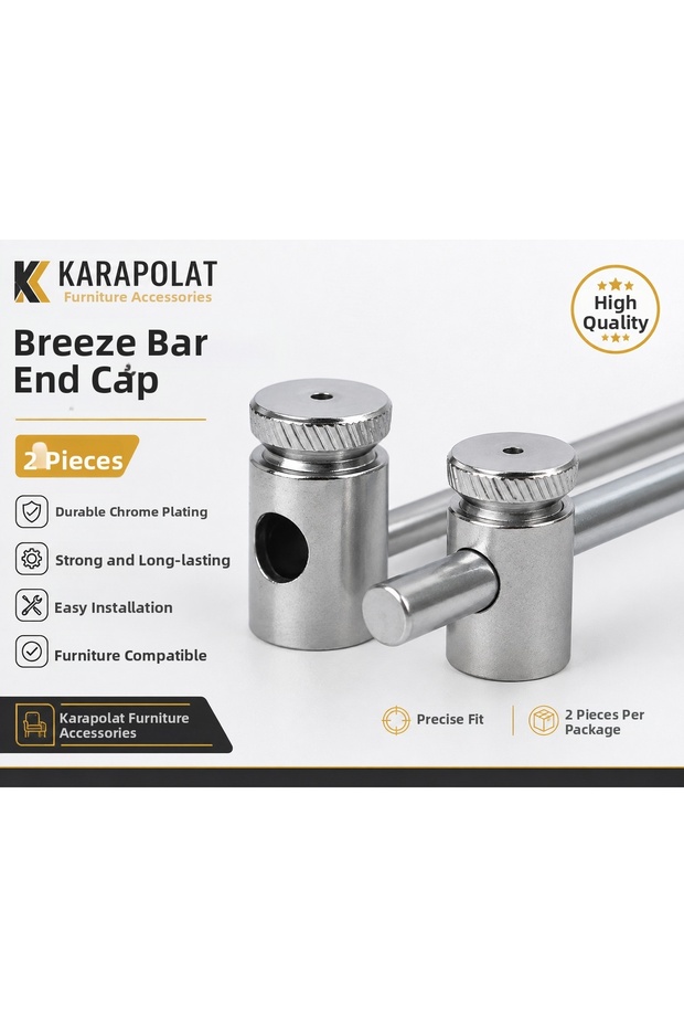 2 Pieces of Briz Rod Head, Inox Metal Briz Curtain Rod Holder Apparatus