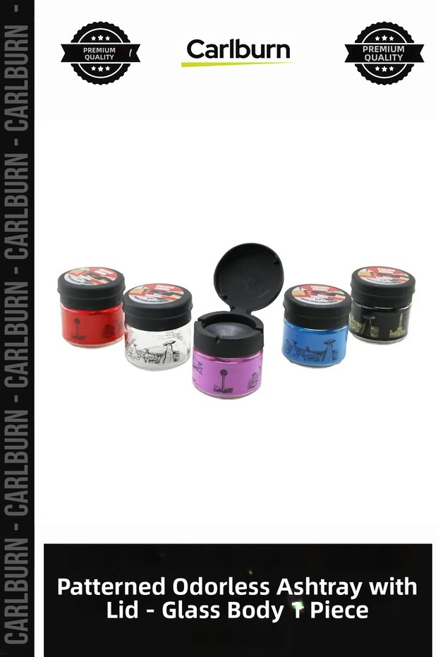 Special Production Stylish Decorative Garden Balcony Office Patterned Odorless Ashtray with Lid and Glass Body 1 Piece