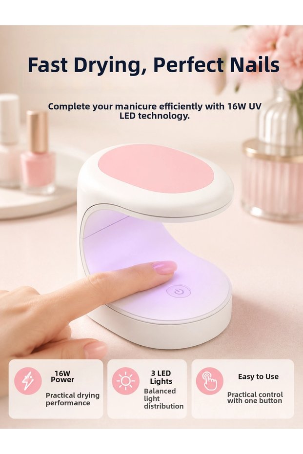 Led Mini Nail Polish Dryer Portable Quick Drying Device New Generation with 3 Led Lights