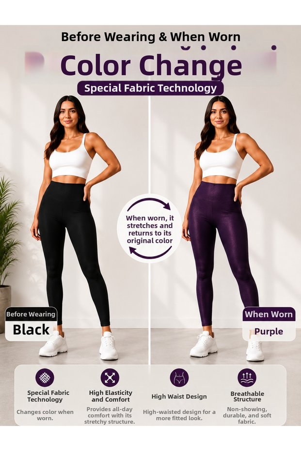 Women's High Waist Shaping Stretchy Leggings – Special Fabric That Changes Color When Worn