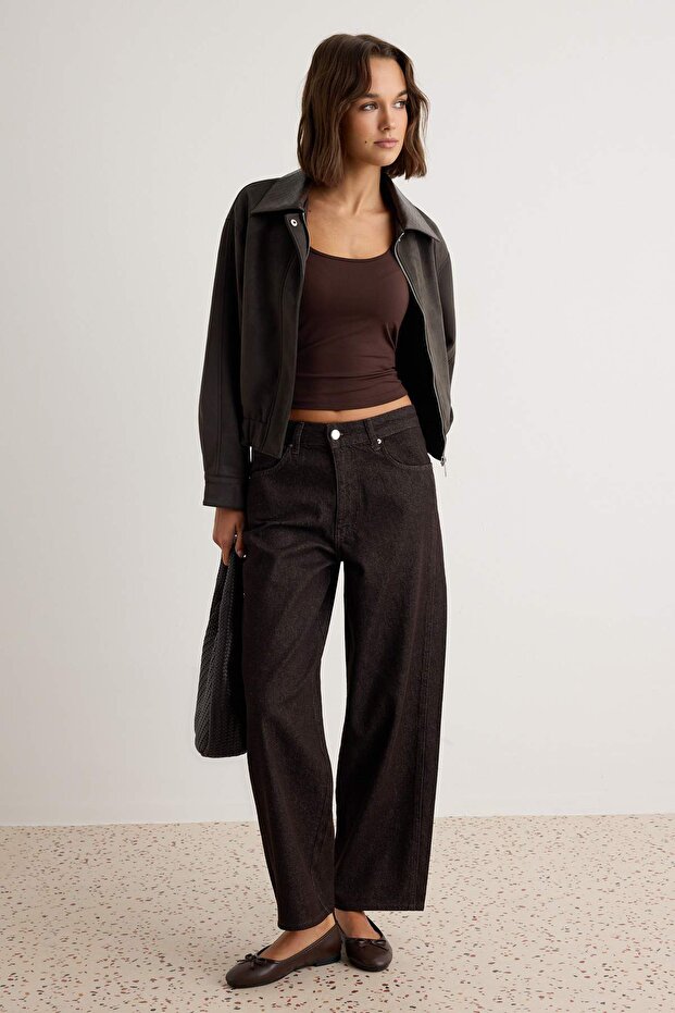 Kahverengi Normal Bel Barrel Jeans TWOAW27JE00048