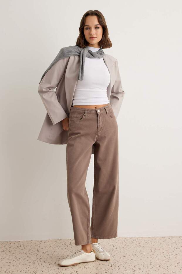 Kahverengi Yüksek Bel Wide Leg Jeans TWOAW27JE00111