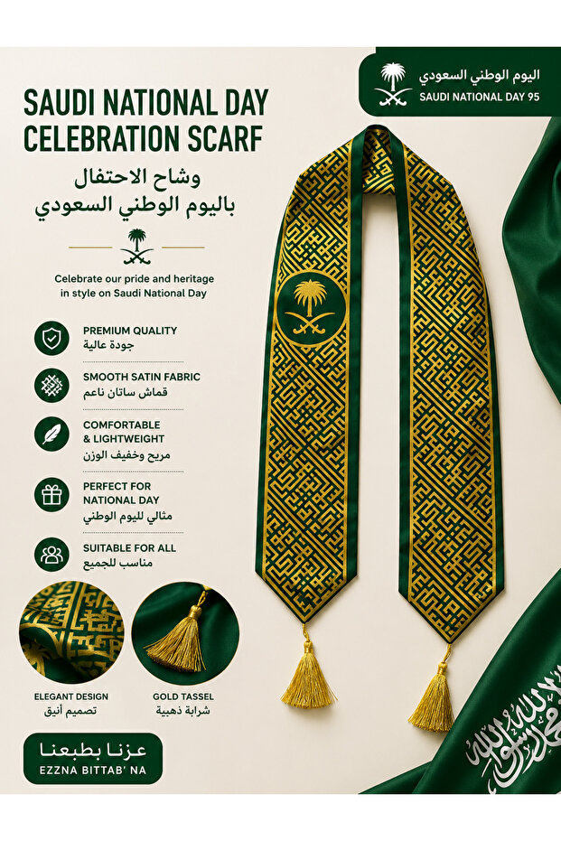 وشاح اليوم الوطني السعودي بنمط تقليدي