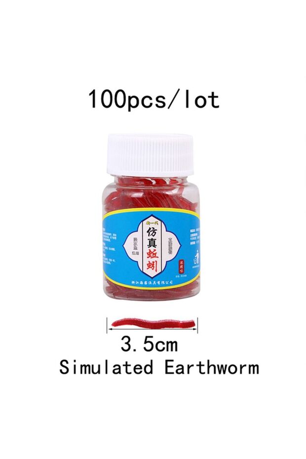 3.5cm 100pcs/Bottle Realistic Tackle Soft Lure Bass Bream Bloodworm Fishing Lure Earthworm Worm Rubb