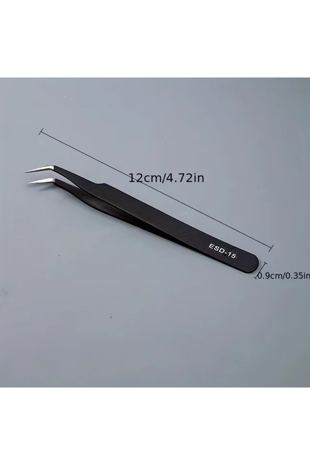 ESD15 Stainless Steel Curved Straight Eyebrow False Eyelash Tweezers Nail Art Extension Makeup Tool