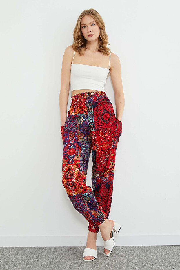 Ethnic Patterned Waist Gipeli Shalwar Trousers