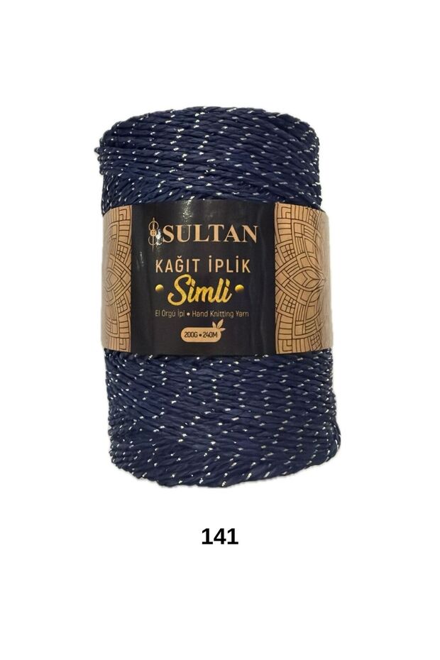 Sultan Glitter Paper String Bag Hat Supla Basket Macrame Wicker Knitting Yarn - 1 Piece - 200 Grams - Color Code: 141