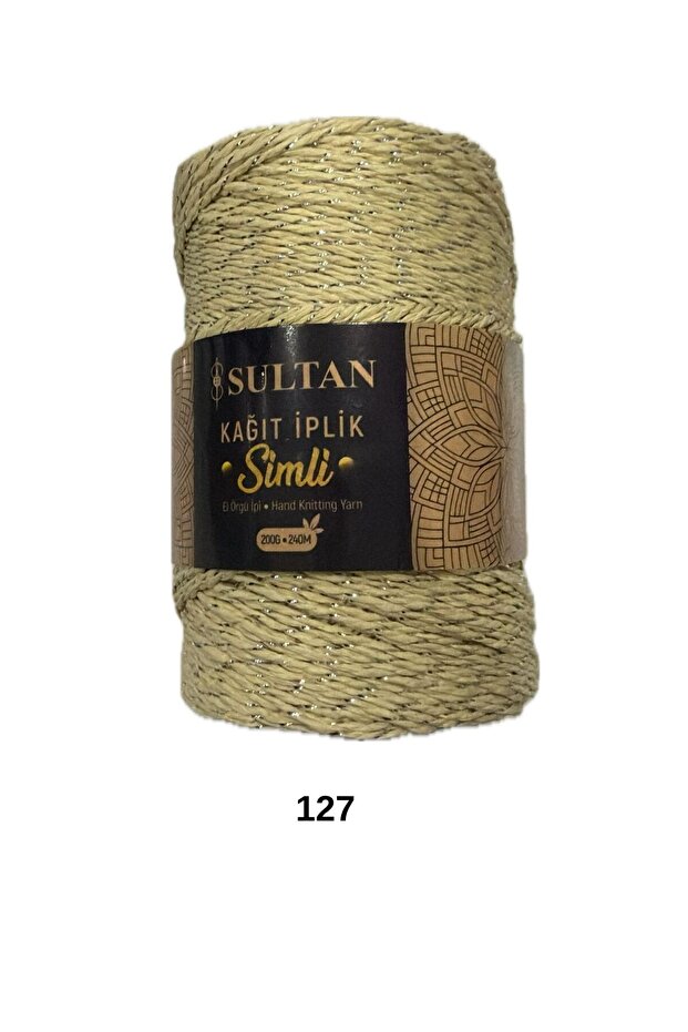 Sultan Glitter Paper String Bag Hat Supla Basket Macrame Wicker Knitting Yarn - 1 Piece - 200 Grams - Color Code: 127