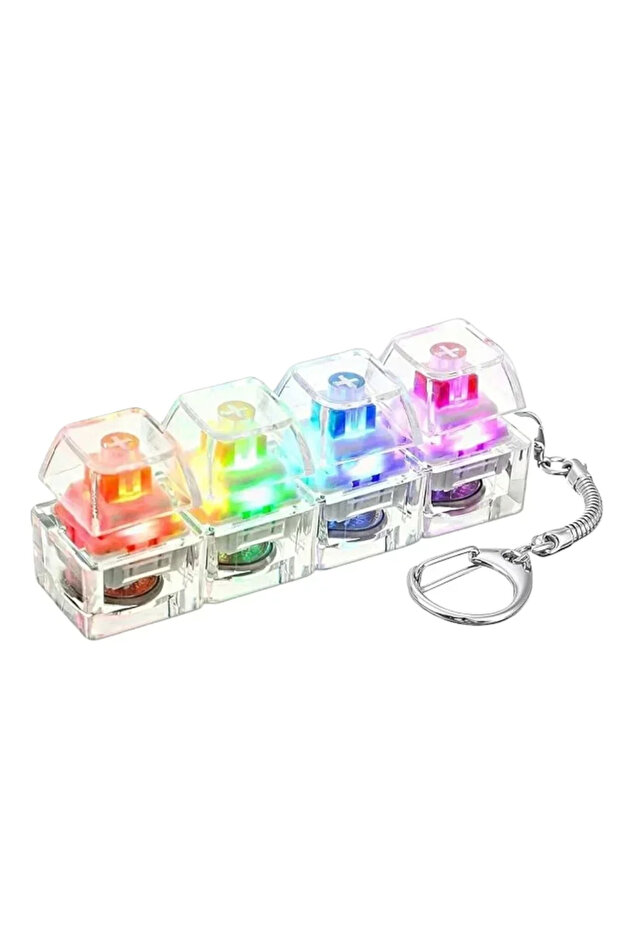 1pc-Transparent Keyboard Fidget Toy Mini Gift Led Light Up Keychain Stress Relief Toy Transparent Fo