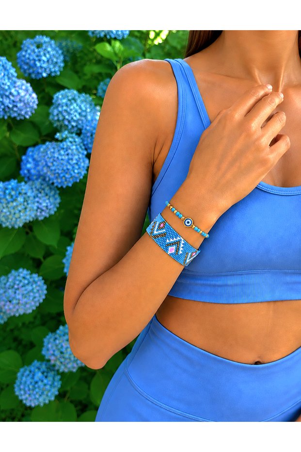Miyuki Blue Ethnic Bracelet