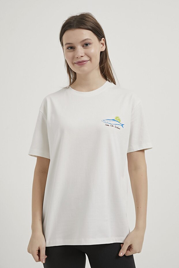 Armalife 10626 fish printed women's t-shirt with bis collar