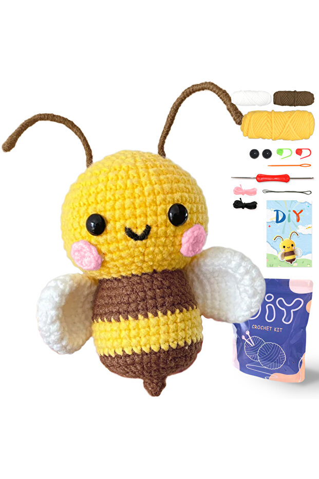 مجموعة أدوات الكروشيه YAMAXIN DIY للمبتدئين، مجموعة أدوات حرفية سهلة مع فنون وحرف يدوية صغيرة بتصميم على شكل نحلة...