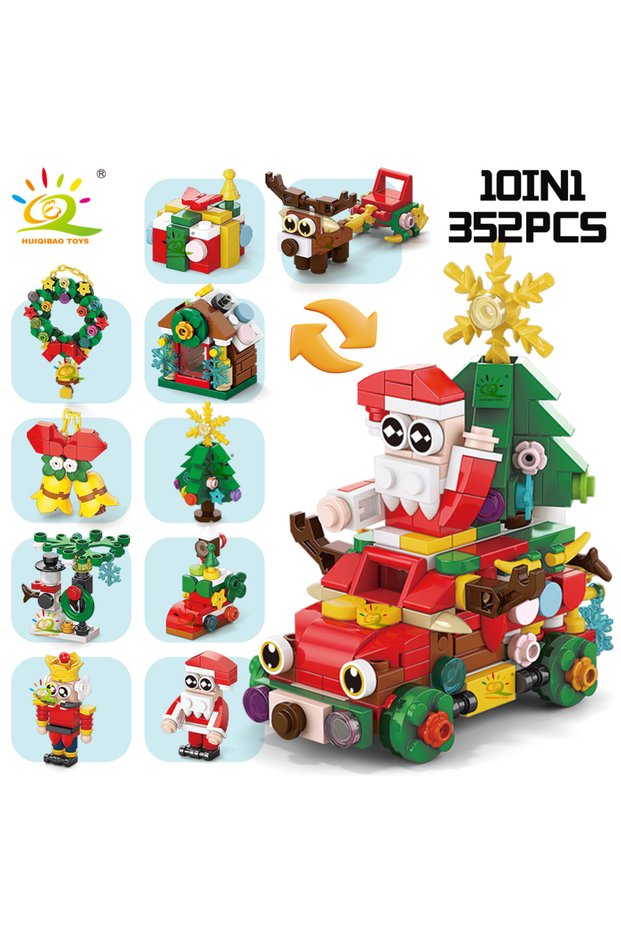 12 WITH BOX HUIQIBAO Children Mini Christmas Tree Santa Claus Model Micro Bricks Building Block DIY