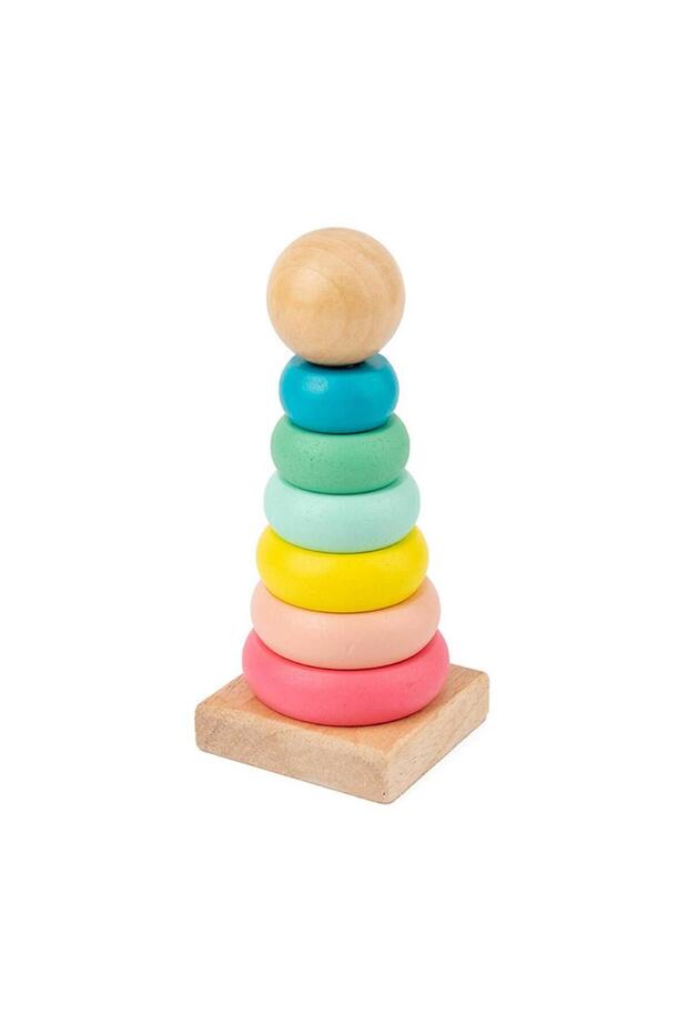 Macarons Rainbow Stacker Wooden Ring Educational Toy Kids Tower Stack Up Blocks Color Shape Game Bab