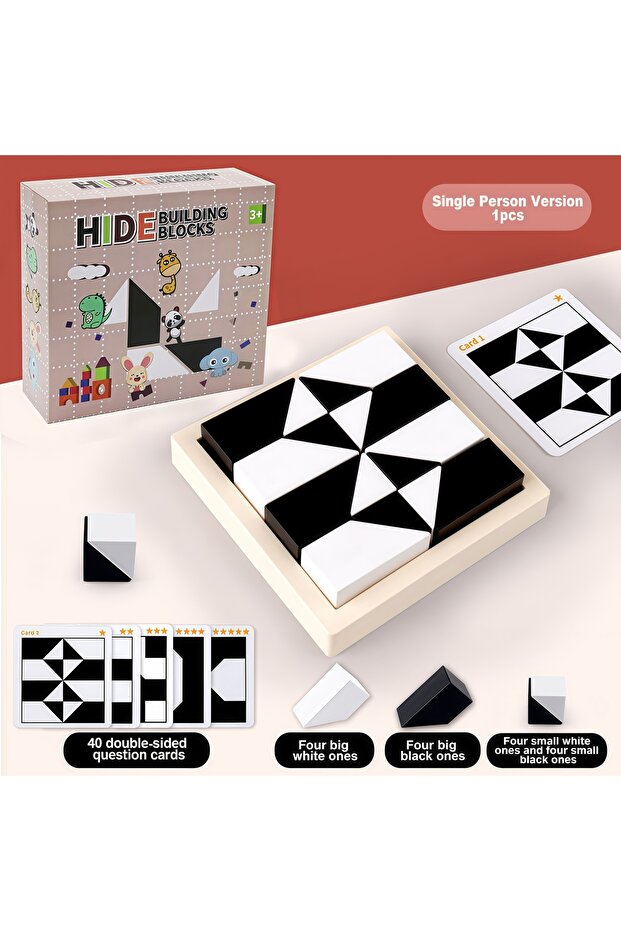 1 piece set Block Puzzle, with Storage Tray Hidden Geometric Shape Pattern Jigsaw 3D Logic Thinking