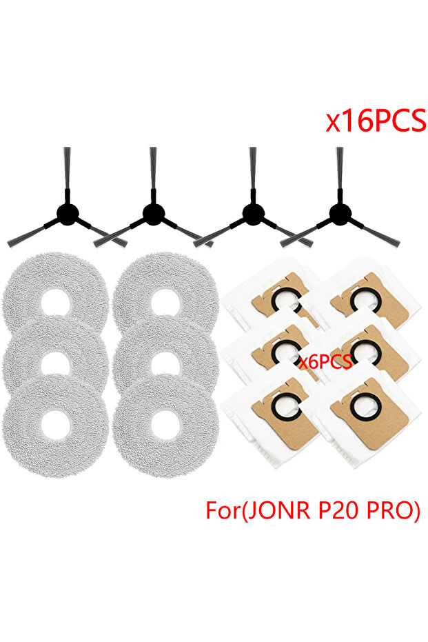 16PCS SET A Accessories For JONR P20 PRO Vacuum Robot, Side Brush Mop Cloth Dust Bag Efficient Micro