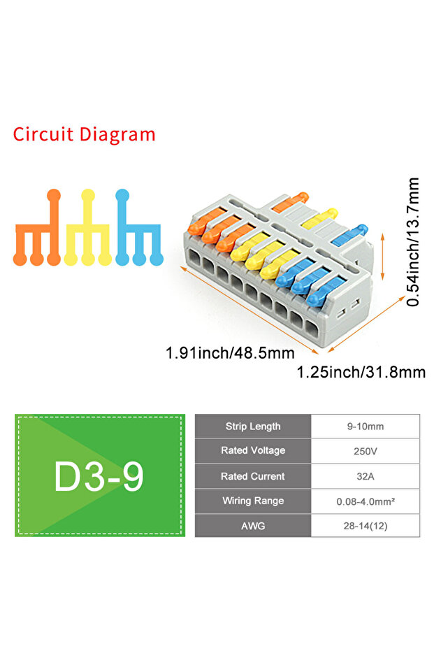 10PCS D3-9 10/50 PCS Universal Compact Mini Fast Wire Connectors Lever Nut Crimp Splitter Electrical