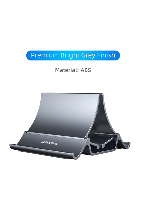 Metallic Space Grey CABLETIME Vertical Laptop Stand Desktop Gravity Holder Notebook Support iPad Tab