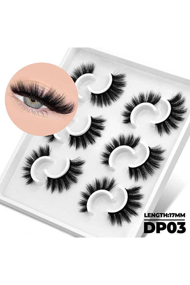 6pairs-DP03 Veltrinay Fake Lashes 3D Mink Lashes Soft False Eyelashes Natural Thick Faux Mink Eyelas