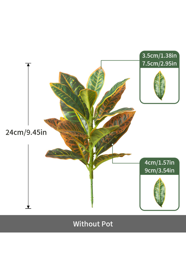 24cm-16Leaves 24-41cm Artificial Plants Fake Ficus Tree Tropical Banyan Tree Small Plants Branch Pla