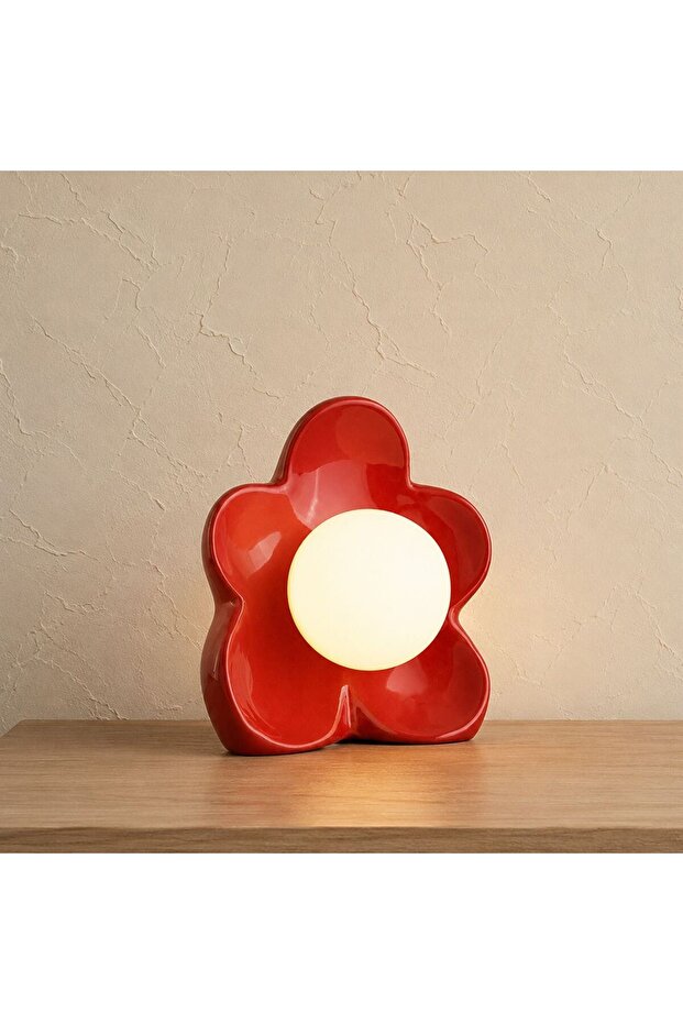 Petal Pop Kids Ceramic Table Lamp Without Bulb (Type G9) - Red