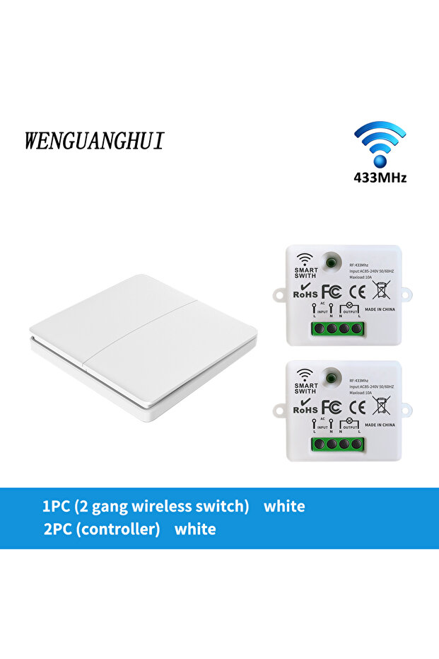 110-250V 2gang 2Receiver SIXWGH Smart Wireless Switch RF433Mhz Self-Powered Push Button Wall Panels