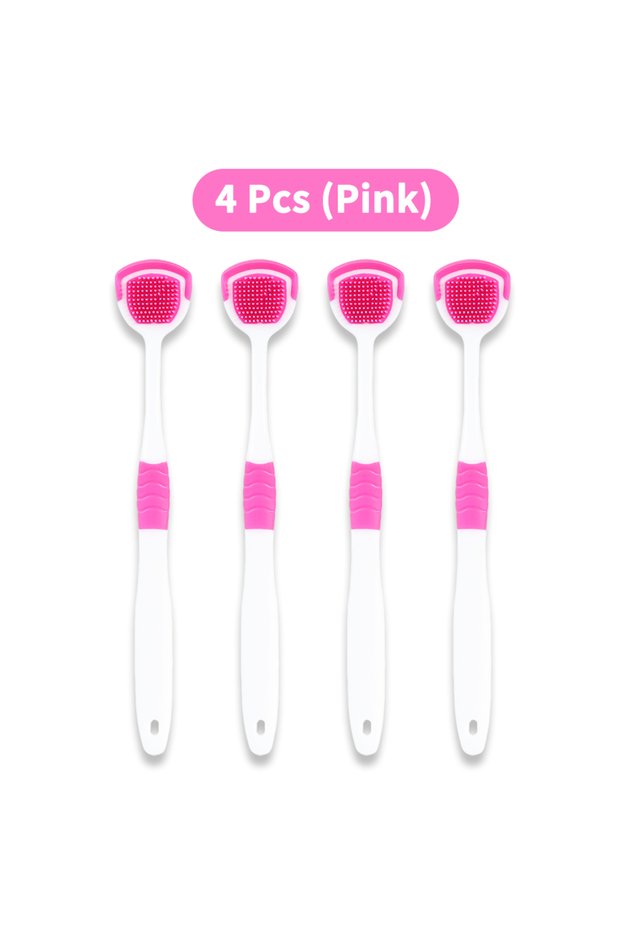 4Pcs Pink Tongue Scraper Oral Hygiene Tool Instant Fresh Breath Deep Tongue Cleaning Reusable Oral C