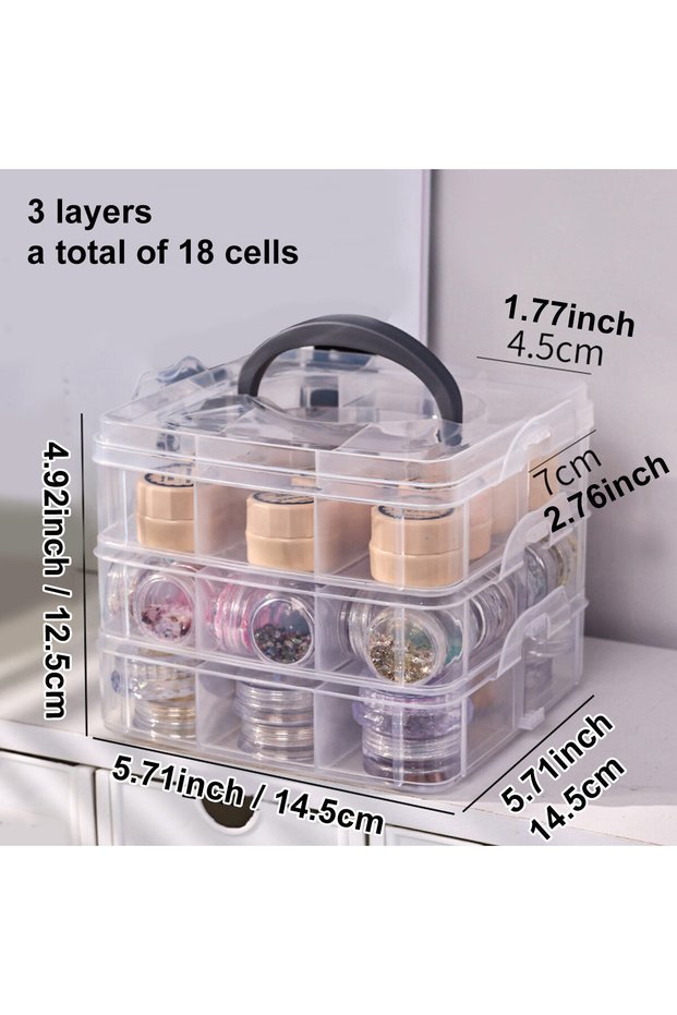 3 layers-transparent Stackable covered storage containers, jewelry, accessories, toys, sewing suppli