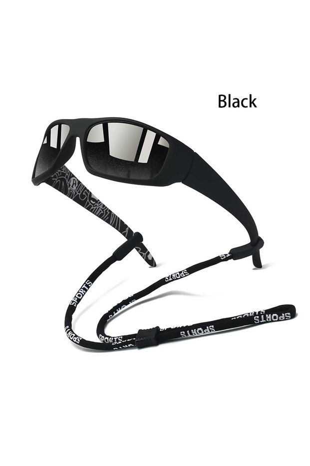 GL-F55(Black) Fashion Vintage Sunglasses with Chain for Men And Women Driving Fishing Sports Running