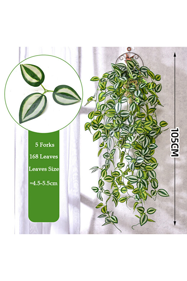 lv yan mei 105cm 5 Forks Artificial Vines Plants Outdoor Plastic Creeper Green Ivy Wall Hanging Plan