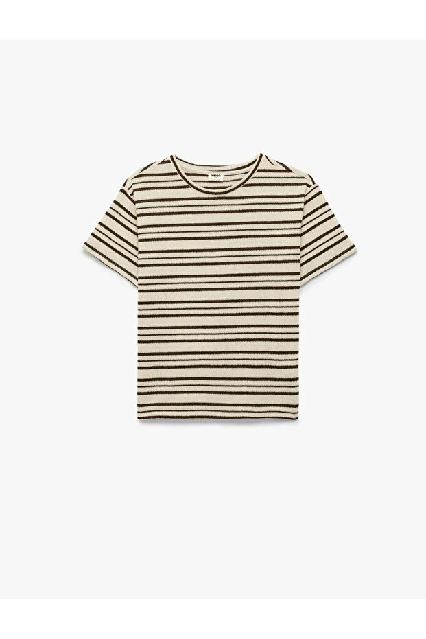 Crew Neck Short Sleeve Oversized Striped T-Shirt