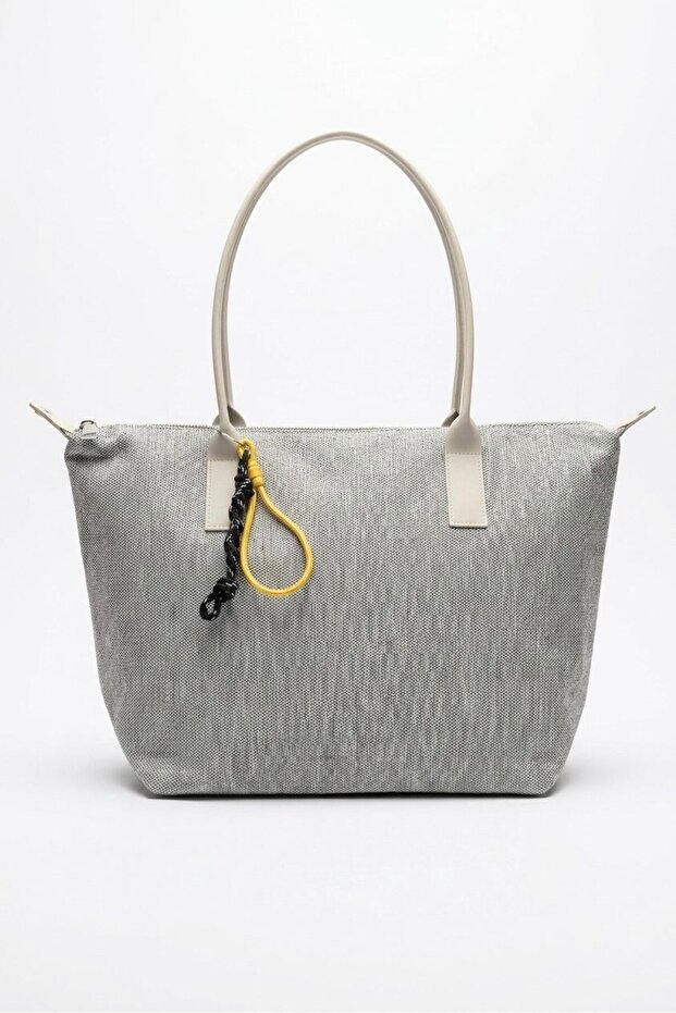 Linen oversized hand and shoulder bag - smoke