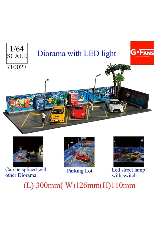 710027 GFans 1/64 Scale Car Garage Miniatures Model Car Parking Lot Diecast Scene Display Vehicle Sc