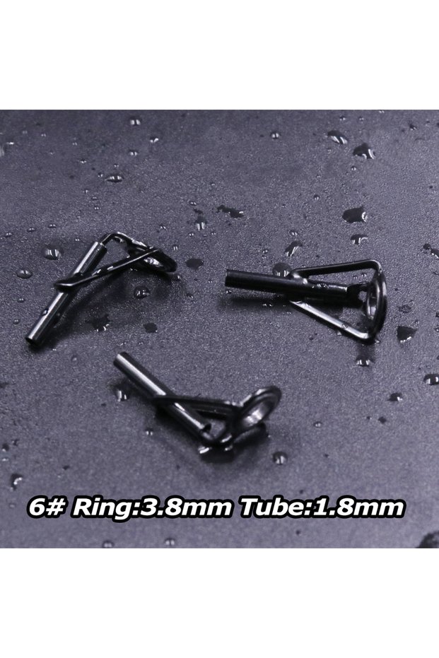 Size6 1.8mm 5Pcs 5Pcs Fishing Rod Tip Guides Repair Kit Stainless Steel Frames Ceramics Rings Black