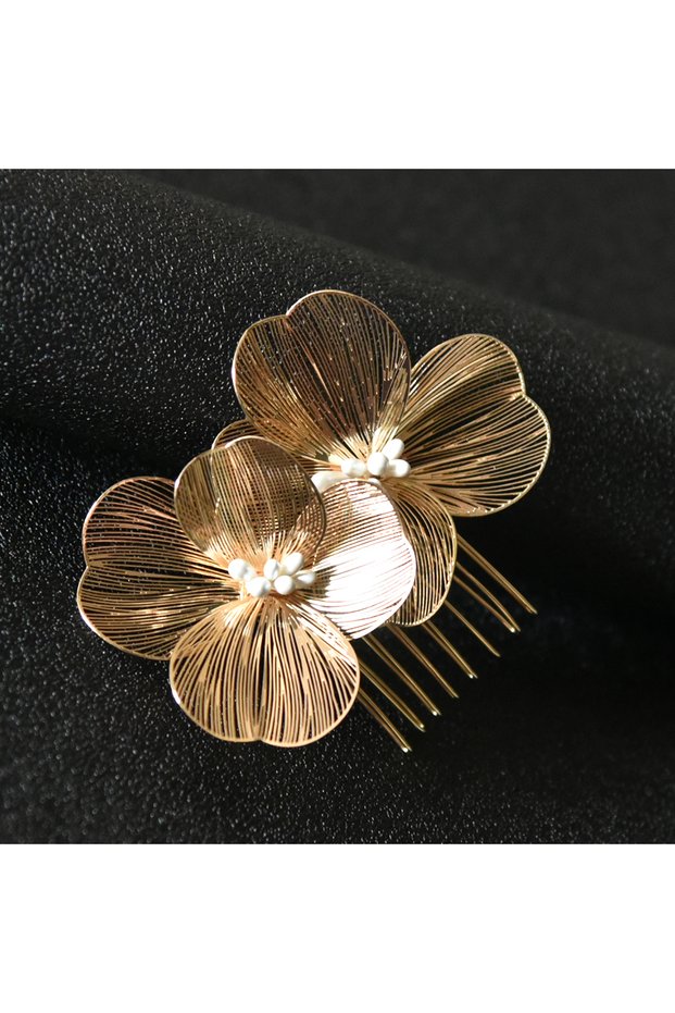 Gold Alloy Flower Hair Clips Women's Hair Accessories Fashion Bridal Wedding Hair Comb Women's Hair