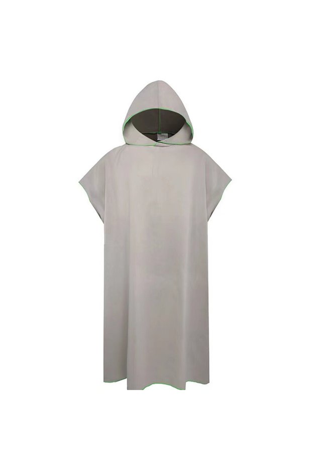 Gray Microfiber Hooded Towel Men Women for Swim Beach Travel Quick Dry Changing Robe Cape Bath Towel