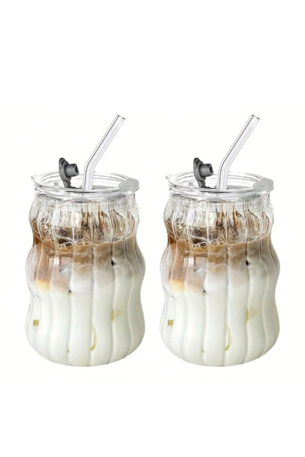 401-500ml 2PCS-B 2/4/6PCS INS Glass Cup Heat-resistant Tumbler Drinkware Transparent Tea Juice Milk