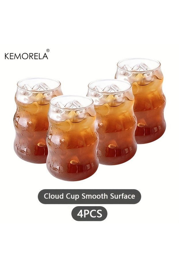 401-500ml 4PCS-B 2/4/6PCS INS Glass Cup Heat-resistant Tumbler Drinkware Transparent Tea Juice Milk