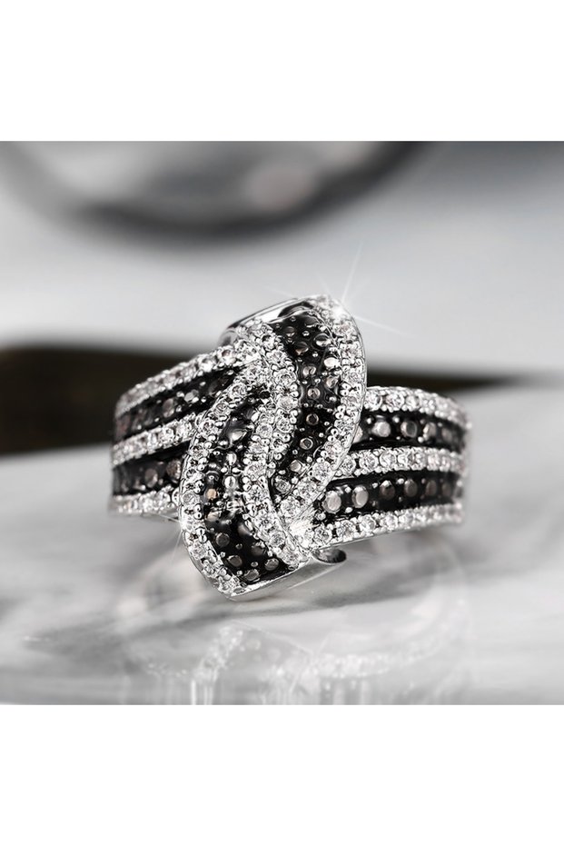 10 Q473 Huian Black Enamel Rings 2023 New Shiny White Cubic Zirconia Luxury Women Finger Accessories