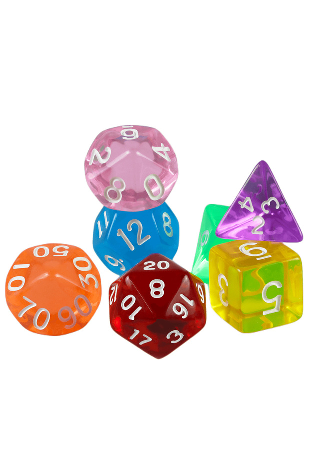 مجموعة نرد متعددة، مجموعة نرد RPG DND، مكعب عالي الجودة، ألوان شفافة متنوعة، لمسة نهائية مثالية لـ DND