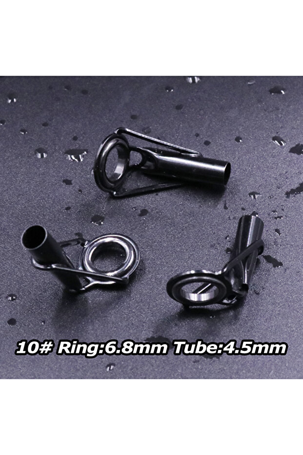 Size10 4.5mm 5Pcs 5Pcs Fishing Rod Tip Guides Repair Kit Stainless Steel Frames Ceramics Rings Black
