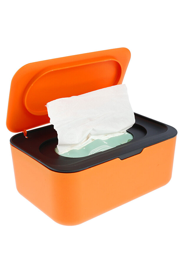 orange Wet Tissue Box Paper Dispenser Portable with Lid Tissue Storage Box Holder Dustproof Baby Ca