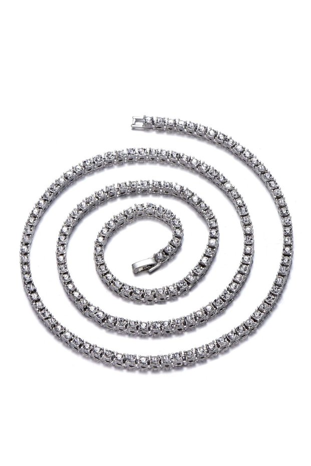 8inch Bracelet Silver New Classical 4MM Tennis Chain Iced Out Bracelet Necklace Men Fashion Hip-Hop