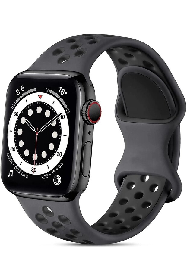42 44 45mm Dark Gray Black Double Replacement Wrist Sport Silicone Watch Band Strap For IWatch Seri