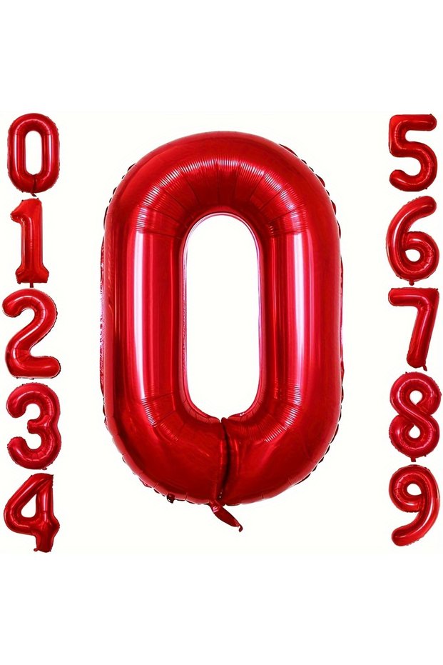 1pcs 40inch Number-0 40inch Large Red Number Foil Balloons 0 1 2 3 4 5 6 7 8 9 Years old Birthday Pa